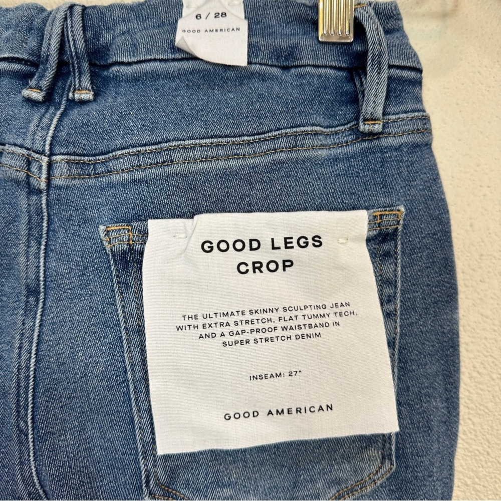 Good American Denim Skinny Sculpting Good Legs Crop Jeans Indigo Womens Sz 6 NEW - Picture 6 of 7